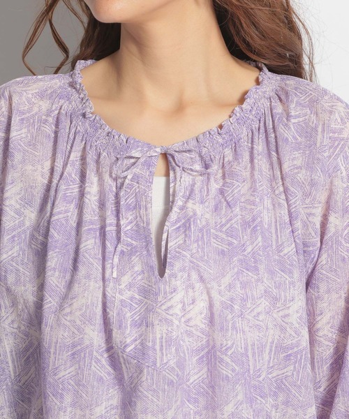 niko and...（ニコアンド）の「ステッチプリントパフスリーブワンピース（ワンピース・レディース・オレンジ/グリーン/ラベンダー・MEDIUM/LARGE）」の12枚目の写真