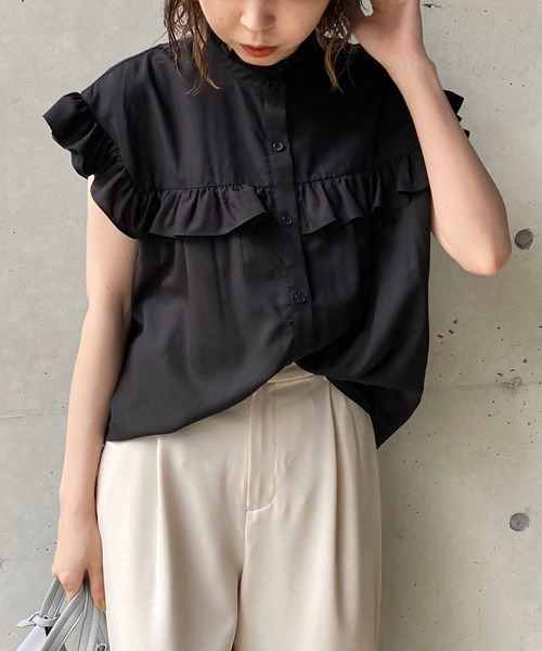 CAPRICIEUX LE'MAGE（カプリシューレマージュ）の「フリルノースリブラウス（シャツ/ブラウス・レディース・ホワイト/ブラック/オレンジ/ブルー/ブラック系その他2・FREE）」の11枚目の写真