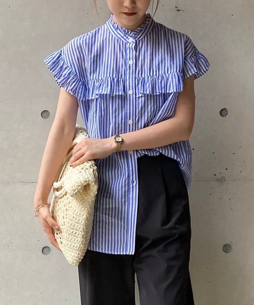 CAPRICIEUX LE'MAGE（カプリシューレマージュ）の「フリルノースリブラウス（シャツ/ブラウス・レディース・ホワイト/ブラック/オレンジ/ブルー/ブラック系その他2・FREE）」の12枚目の写真