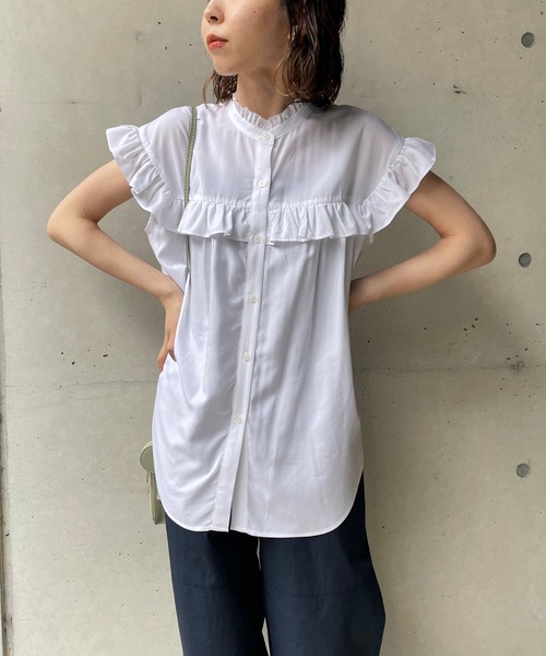 CAPRICIEUX LE'MAGE（カプリシューレマージュ）の「フリルノースリブラウス（シャツ/ブラウス・レディース・ホワイト/ブラック/オレンジ/ブルー/ブラック系その他2・FREE）」の9枚目の写真