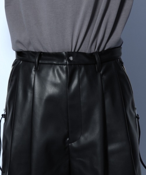 HARE(ハレ)の「シンセティックレザータックショーツ(HARE)(その他パンツ・メンズ・ブラック/オフホワイト・FREE)」の10枚目の写真