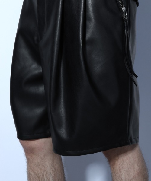HARE(ハレ)の「シンセティックレザータックショーツ(HARE)(その他パンツ・メンズ・ブラック/オフホワイト・FREE)」の12枚目の写真