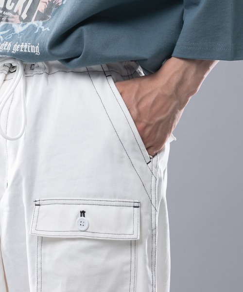 Perushu（ペルーシュ）の「ステッチスノーカーゴパンツ（カーゴパンツ・メンズ・オフホワイト/ブラック/ライトブルー・SMALL/MEDIUM/LARGE）」の12枚目の写真