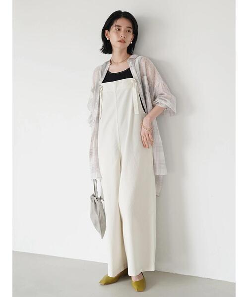 AMERICAN HOLIC（アメリカンホリック）の「綿ピケサロペット（サロペット/オーバーオール・レディース・チャコールグレー/アイボリー・FREE）」の12枚目の写真