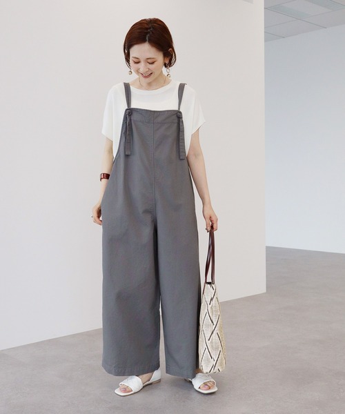 AMERICAN HOLIC（アメリカンホリック）の「綿ピケサロペット（サロペット/オーバーオール・レディース・チャコールグレー/アイボリー・FREE）」の2枚目の写真