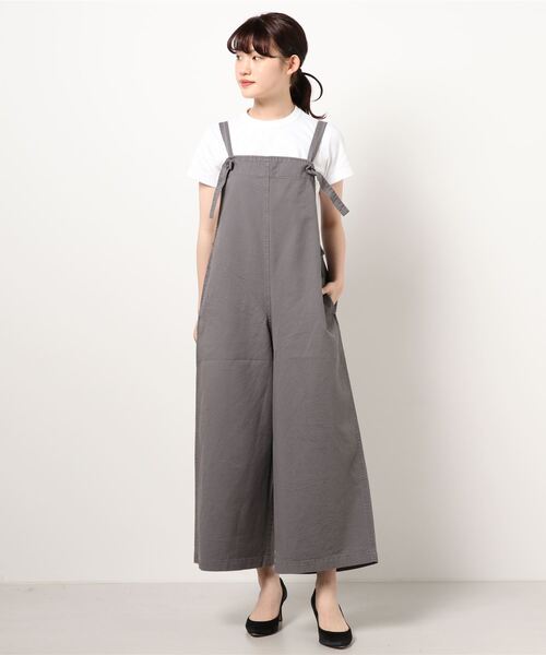 AMERICAN HOLIC（アメリカンホリック）の「綿ピケサロペット（サロペット/オーバーオール・レディース・チャコールグレー/アイボリー・FREE）」の3枚目の写真