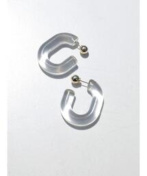 オーバルアクリル&メタルボールピアス