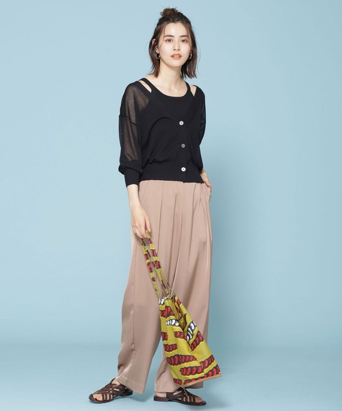 NANO universe（ナノユニバース）の「リブタンクトップ＋シアーニットカーディガンセット 長袖（アンサンブル・レディース・ブラック/ブルー/アイボリー・38/36）」の12枚目の写真