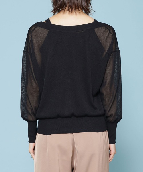 NANO universe（ナノユニバース）の「リブタンクトップ＋シアーニットカーディガンセット 長袖（アンサンブル・レディース・ブラック/ブルー/アイボリー・38/36）」の20枚目の写真