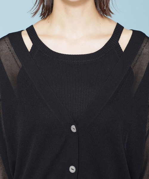 NANO universe（ナノユニバース）の「リブタンクトップ＋シアーニットカーディガンセット 長袖（アンサンブル・レディース・ブラック/ブルー/アイボリー・38/36）」の15枚目の写真