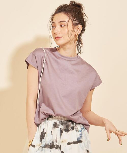 BEAUTY&YOUTH UNITED ARROWS（ビューティーアンドユースユナイテッドアローズ）の「BY∴ クルーネックフレンチスリーブカットソー◆（Tシャツ/カットソー・レディース・ホワイト/ブラック/ダークブラウン/ライラック/その他1・FREE）」の4枚目の写真