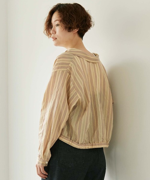nitca（ニトカ）の「.._●マルチストライプ 開襟ブラウス（シャツ/ブラウス・レディース・ベージュ/ブラウン・FREE）」の5枚目の写真