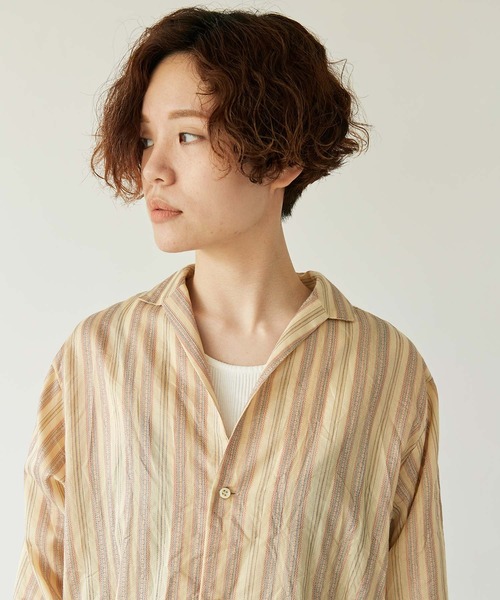 nitca（ニトカ）の「.._●マルチストライプ 開襟ブラウス（シャツ/ブラウス・レディース・ベージュ/ブラウン・FREE）」の10枚目の写真