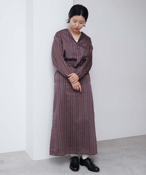 nitca（ニトカ）の「.._●マルチストライプ 開襟ブラウス（シャツ/ブラウス・レディース・ベージュ/ブラウン・FREE）」の20枚目の写真