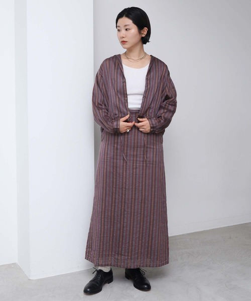 nitca（ニトカ）の「.._●マルチストライプ 開襟ブラウス（シャツ/ブラウス・レディース・ベージュ/ブラウン・FREE）」の22枚目の写真