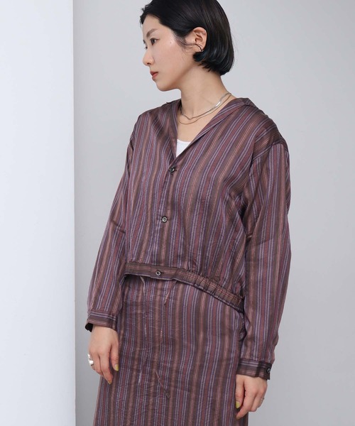 nitca（ニトカ）の「.._●マルチストライプ 開襟ブラウス（シャツ/ブラウス・レディース・ベージュ/ブラウン・FREE）」の15枚目の写真