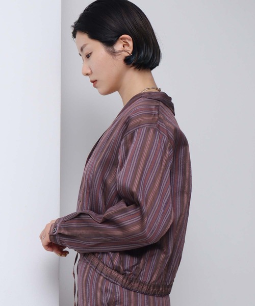 nitca（ニトカ）の「.._●マルチストライプ 開襟ブラウス（シャツ/ブラウス・レディース・ベージュ/ブラウン・FREE）」の16枚目の写真