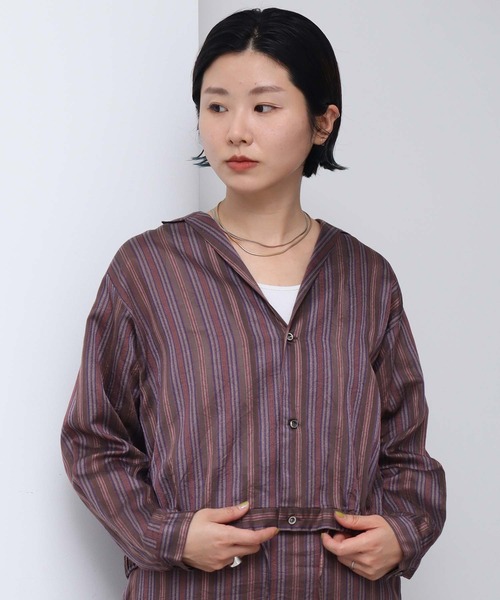 nitca（ニトカ）の「.._●マルチストライプ 開襟ブラウス（シャツ/ブラウス・レディース・ベージュ/ブラウン・FREE）」の18枚目の写真