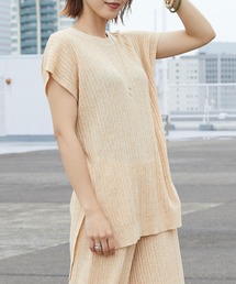 FLEUR DE KALINA | 【FLEUR DE KALINA/フレール ドゥ カリーナ】 肩スリットフレンチスリーブTOPS(ニット/セーター)