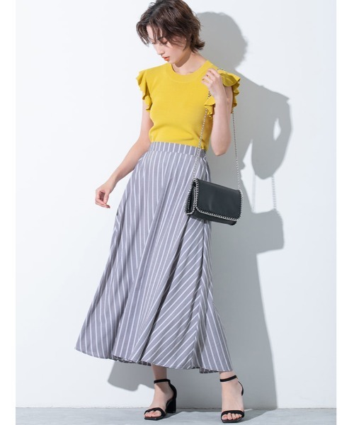 fifth(フィフス)の「ストライプフレアスカート(スカート・レディース・ブラック/イエロー/ブルー・MEDIUM)」の2枚目の写真
