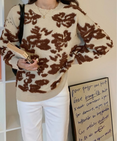 emi+（エミプラス）の「立体ボアドッキングリブニットプルオーバー（ニット/セーター・レディース・イエロー/ブルー/ブラウン/グリーン/キャメル/ライトブラウン/カーキ/ブラック・FREE）」の21枚目の写真