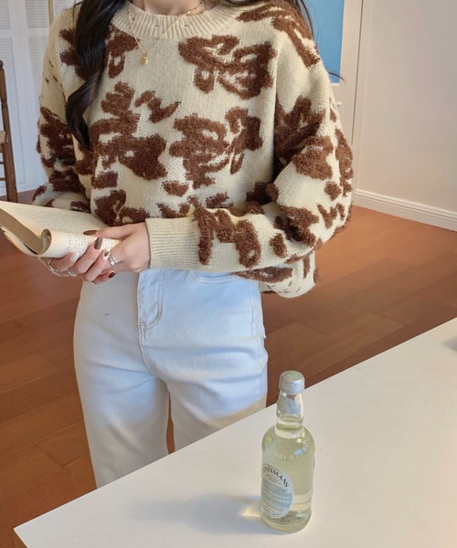 emi+（エミプラス）の「立体ボアドッキングリブニットプルオーバー（ニット/セーター・レディース・イエロー/ブルー/ブラウン/グリーン/キャメル/ライトブラウン/カーキ/ブラック・FREE）」の19枚目の写真