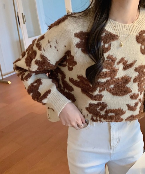 emi+（エミプラス）の「立体ボアドッキングリブニットプルオーバー（ニット/セーター・レディース・イエロー/ブルー/ブラウン/グリーン/キャメル/ライトブラウン/カーキ/ブラック・FREE）」の18枚目の写真