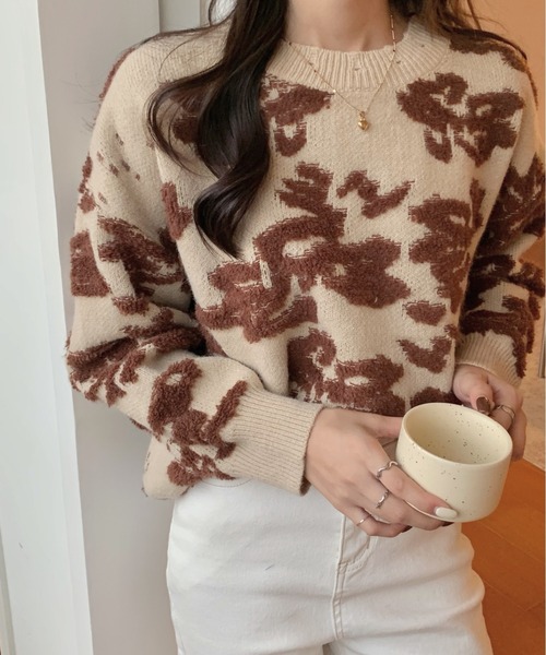 emi+（エミプラス）の「立体ボアドッキングリブニットプルオーバー（ニット/セーター・レディース・イエロー/ブルー/ブラウン/グリーン/キャメル/ライトブラウン/カーキ/ブラック・FREE）」の16枚目の写真