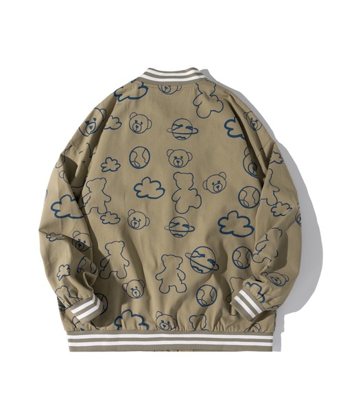 HOOK（フック）の「【HOOK】「クモ＆クマ」総柄スタジャンブルゾン（スタジャン・メンズ・ブラック/カーキ/ブルー/ブラック系その他/オレンジ・L/XL/M）」の6枚目の写真