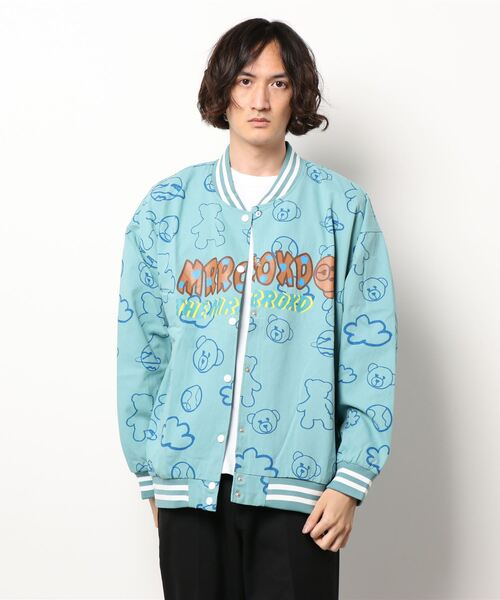 HOOK（フック）の「【HOOK】「クモ＆クマ」総柄スタジャンブルゾン（スタジャン・メンズ・ブラック/カーキ/ブルー/ブラック系その他/オレンジ・L/XL/M）」の14枚目の写真