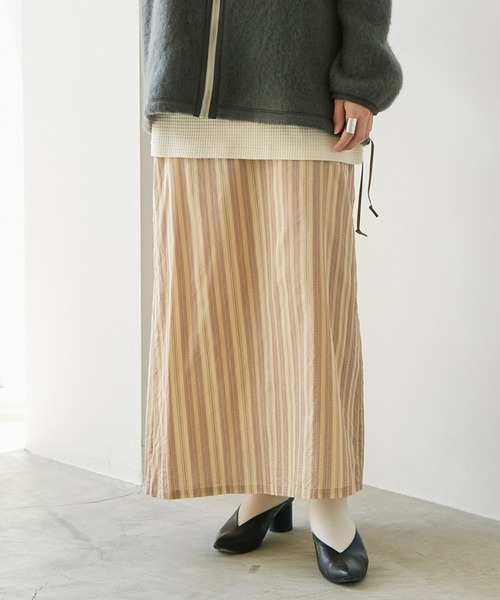 nitca（ニトカ）の「.._*◇マルチストライプストレートスカート（スカート・レディース・ベージュ/ブラウン・FREE）」の2枚目の写真