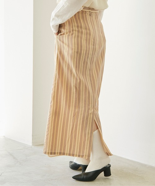 nitca（ニトカ）の「.._*◇マルチストライプストレートスカート（スカート・レディース・ベージュ/ブラウン・FREE）」の10枚目の写真