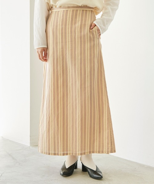 nitca（ニトカ）の「.._*◇マルチストライプストレートスカート（スカート・レディース・ベージュ/ブラウン・FREE）」の8枚目の写真