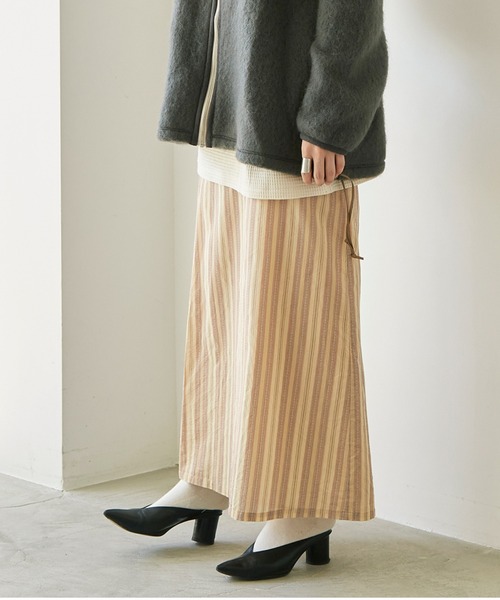 nitca（ニトカ）の「.._*◇マルチストライプストレートスカート（スカート・レディース・ベージュ/ブラウン・FREE）」の6枚目の写真