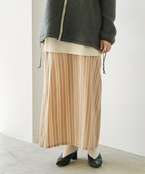 nitca（ニトカ）の「.._*◇マルチストライプストレートスカート（スカート・レディース・ベージュ/ブラウン・FREE）」の5枚目の写真