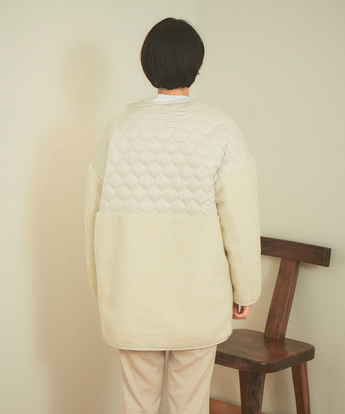 Rouge vif Anna（ルージュヴィフアンナ）の「【WEB先行発売】ボア&キルティングリバーシブルブルゾン（ブルゾン・レディース・アイボリー/モカ・36/38）」の6枚目の写真