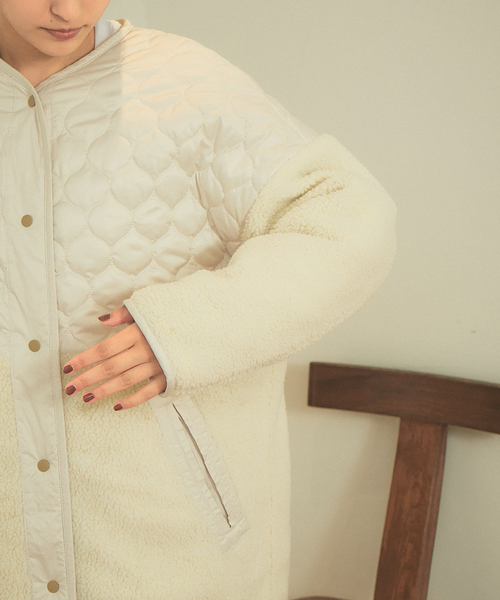 Rouge vif Anna（ルージュヴィフアンナ）の「【WEB先行発売】ボア&キルティングリバーシブルブルゾン（ブルゾン・レディース・アイボリー/モカ・36/38）」の9枚目の写真
