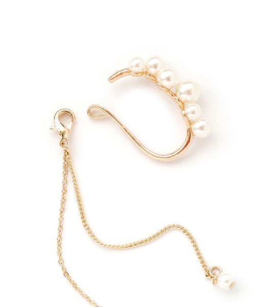 colleca la（コレカラ）の「[2WAY]パール×ロングチェーンイヤーカフ（イヤーカフ・レディース・シルバー/ゴールド・ﾌﾘ-）」の7枚目の写真