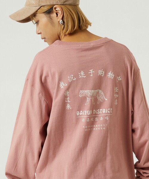FREAK'S STORE（フリークスストア）の「チャイナロゴロングTシャツ（Tシャツ/カットソー・レディース・チャコールグレー/オフホワイト/ピンク・ﾌﾘ-）」の3枚目の写真