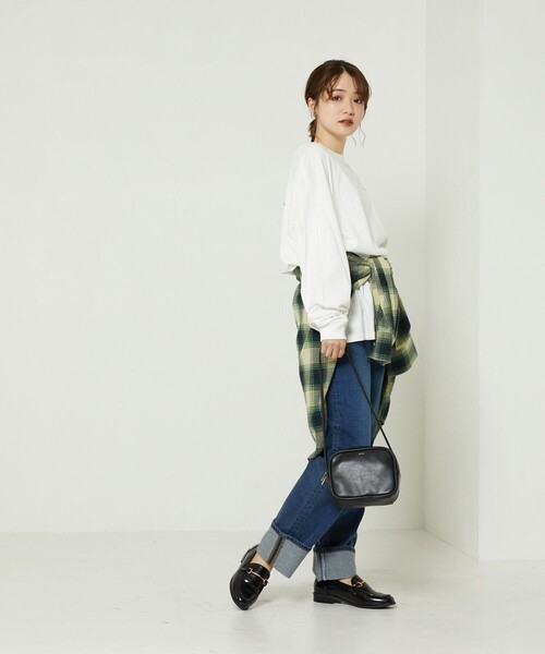 FREAK'S STORE（フリークスストア）の「チャイナロゴロングTシャツ（Tシャツ/カットソー・レディース・チャコールグレー/オフホワイト/ピンク・ﾌﾘ-）」の7枚目の写真