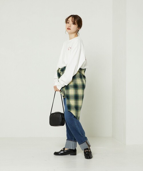 FREAK'S STORE（フリークスストア）の「チャイナロゴロングTシャツ（Tシャツ/カットソー・レディース・チャコールグレー/オフホワイト/ピンク・ﾌﾘ-）」の10枚目の写真