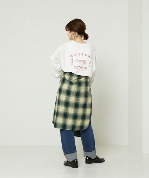 FREAK'S STORE（フリークスストア）の「チャイナロゴロングTシャツ（Tシャツ/カットソー・レディース・チャコールグレー/オフホワイト/ピンク・ﾌﾘ-）」の14枚目の写真