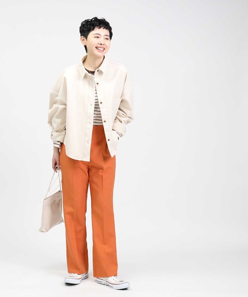 HONEYSUCKLE ROSE（ハニーサックルローズ）の「【HONEYSUCKLE ROSE】フレアカラーイージーパンツ（スラックス・レディース・レッド/オレンジ/グリーン/オフホワイト/ブラック・L/M）」の22枚目の写真