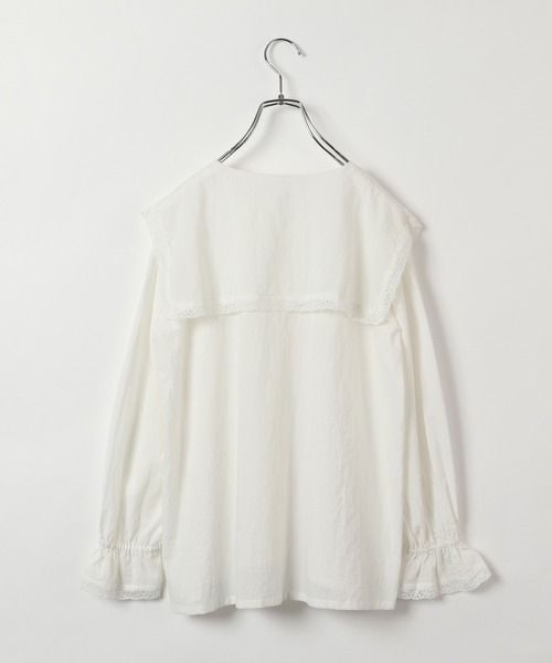 GLOBAL WORK(グローバルワーク)の「【AND YUA ANY】BIGエリレースブラウス/216703(シャツ/ブラウス・キッズ・ホワイト/ブラック/パープル系その他2・150cm/160cm)」の6枚目の写真