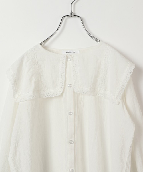 GLOBAL WORK(グローバルワーク)の「【AND YUA ANY】BIGエリレースブラウス/216703(シャツ/ブラウス・キッズ・ホワイト/ブラック/パープル系その他2・150cm/160cm)」の13枚目の写真