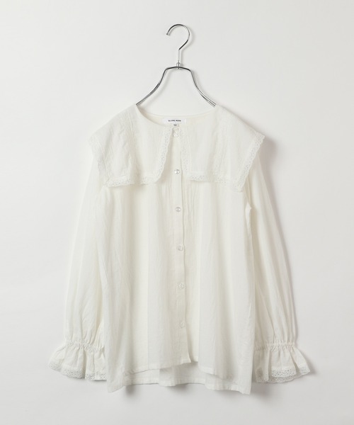 GLOBAL WORK(グローバルワーク)の「【AND YUA ANY】BIGエリレースブラウス/216703(シャツ/ブラウス・キッズ・ホワイト/ブラック/パープル系その他2・150cm/160cm)」の4枚目の写真