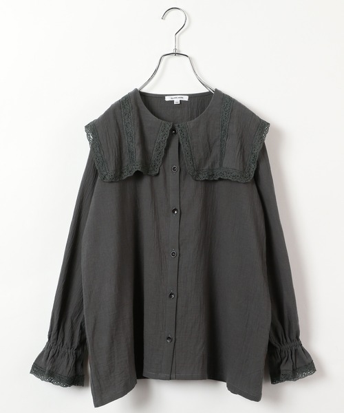 GLOBAL WORK(グローバルワーク)の「【AND YUA ANY】BIGエリレースブラウス/216703(シャツ/ブラウス・キッズ・ホワイト/ブラック/パープル系その他2・150cm/160cm)」の11枚目の写真