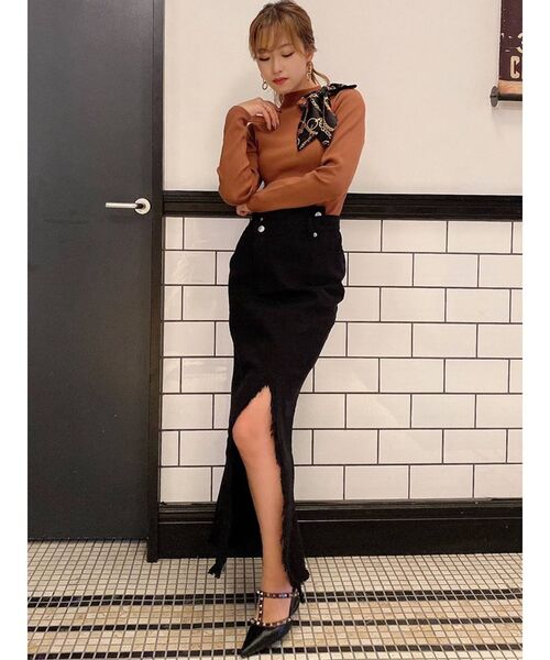 RESEXXY(リゼクシー)の「アシンメトリーフリンジロングスカート(スカート・レディース・ブラック/インディゴブルー・SMALL/MEDIUM)」の9枚目の写真