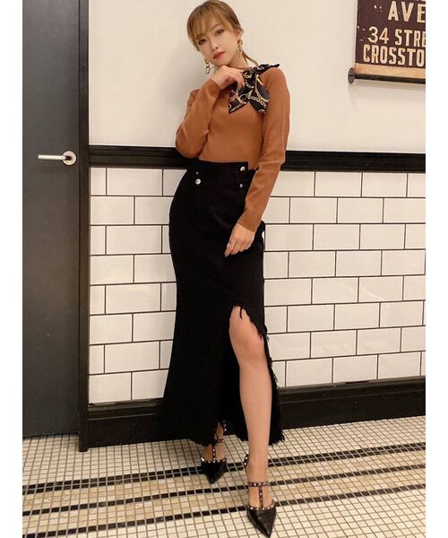 RESEXXY(リゼクシー)の「アシンメトリーフリンジロングスカート(スカート・レディース・ブラック/インディゴブルー・SMALL/MEDIUM)」の10枚目の写真