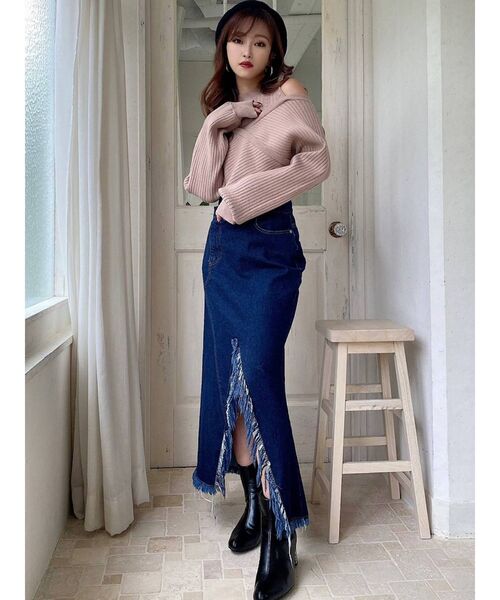 RESEXXY(リゼクシー)の「アシンメトリーフリンジロングスカート(スカート・レディース・ブラック/インディゴブルー・SMALL/MEDIUM)」の13枚目の写真